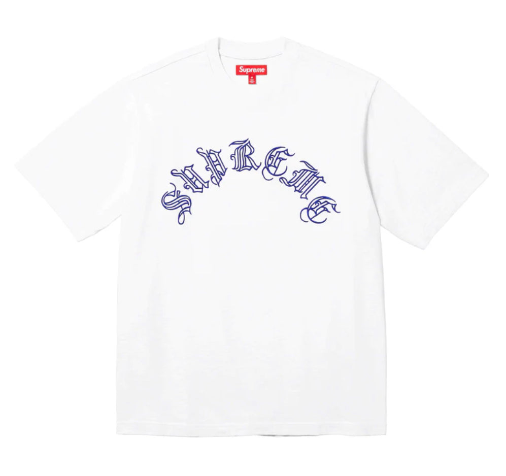 White and hotsell blue supreme shirt