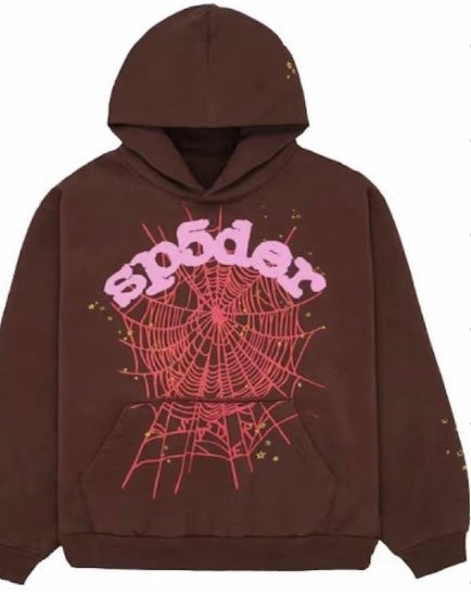 Sp5der Brown Web Hoodie (used)