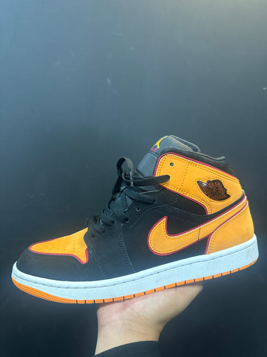 Jordan 1 Mid Black Orange Used W Box