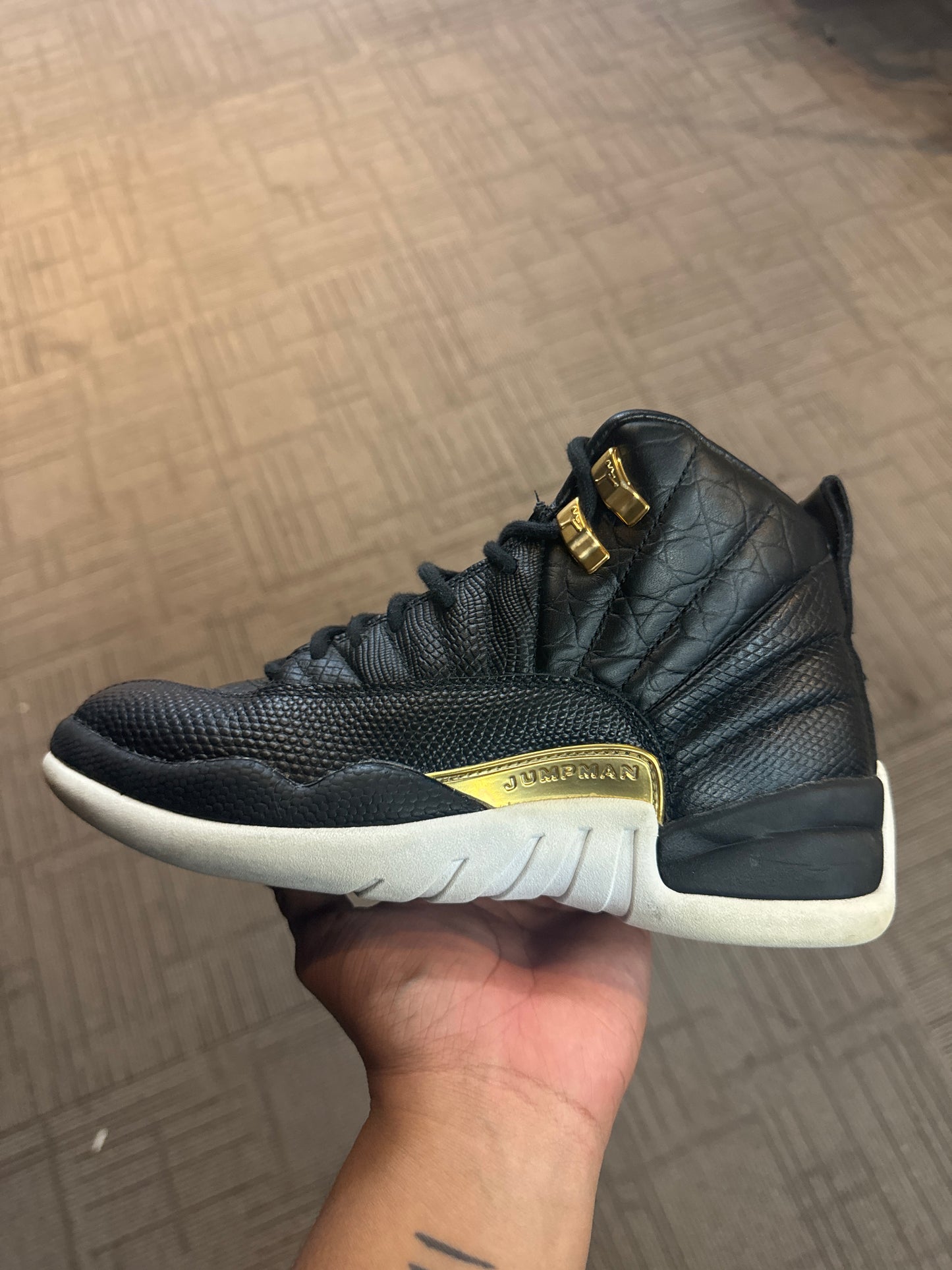 Jordan 12 Black Metallic Gold White