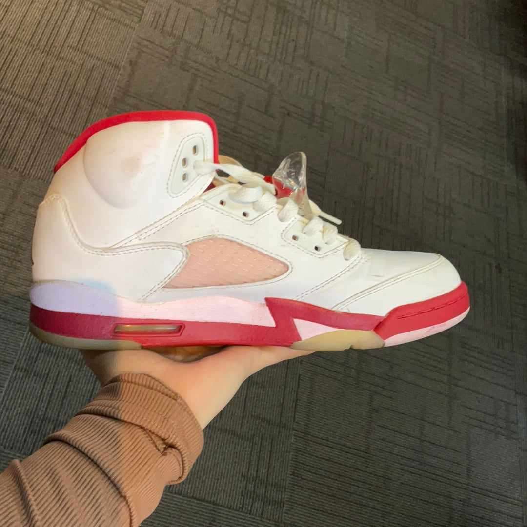 Jordan 5 White Pink Red Used