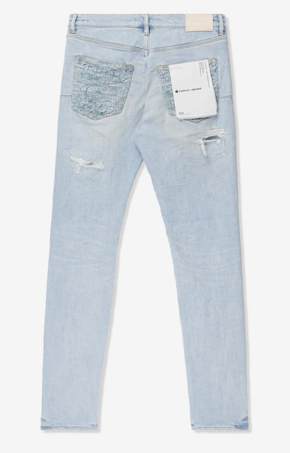 Purple Jean Light Indigo Destroy Pocket White Tag