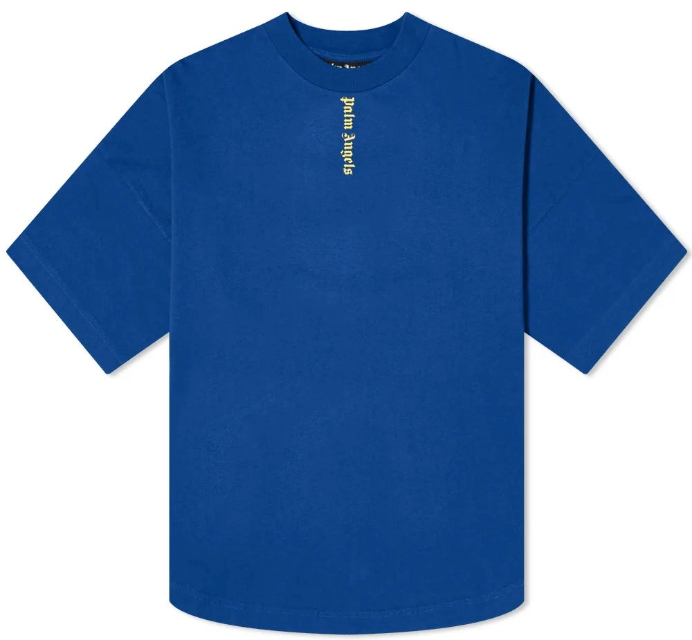 Palm Angels Vertical Back Logo Blue Tshirt