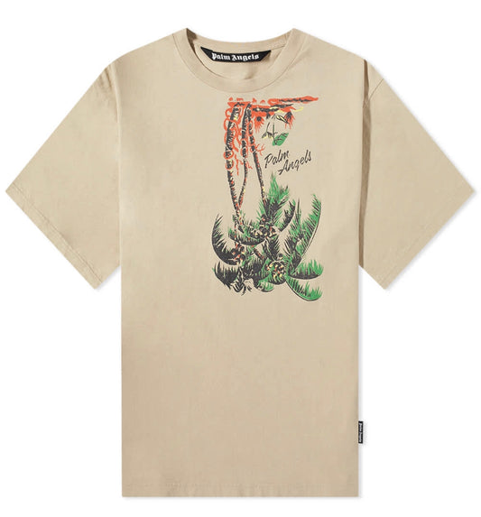 Palm Angel Beige Green Upside Down Palm T-Shirt