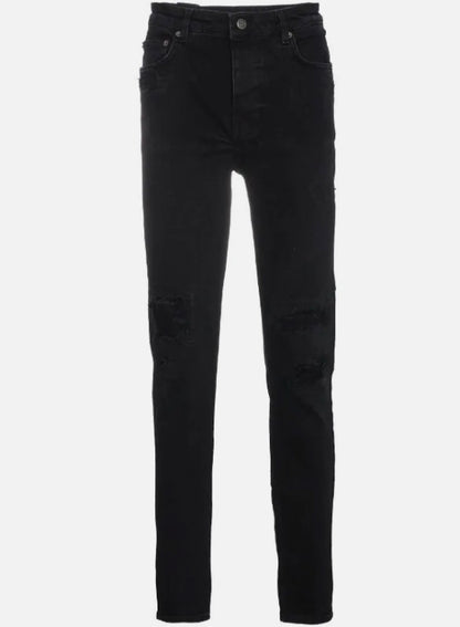 Ksubi Washed Black Distressed Slim Denim