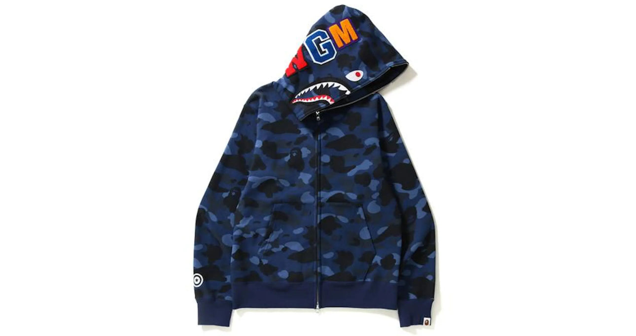 Bape Color Camo Shark Full Zip Hoodie Blue