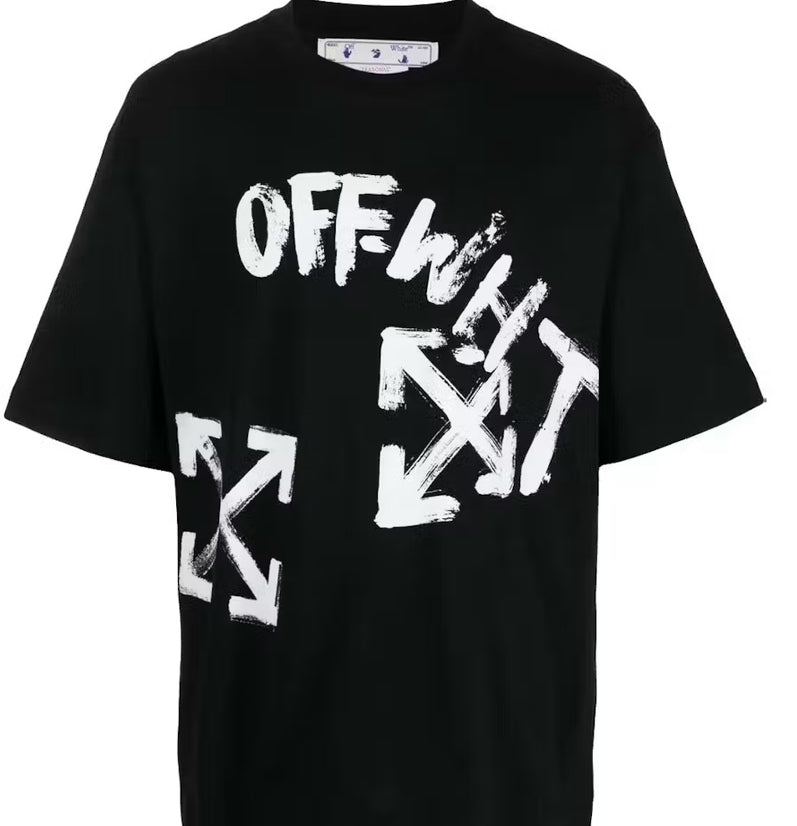 Off-White Paint Script Over Black Tee