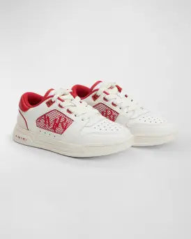 Kid's Bicolor Leather Low-Top Red/White