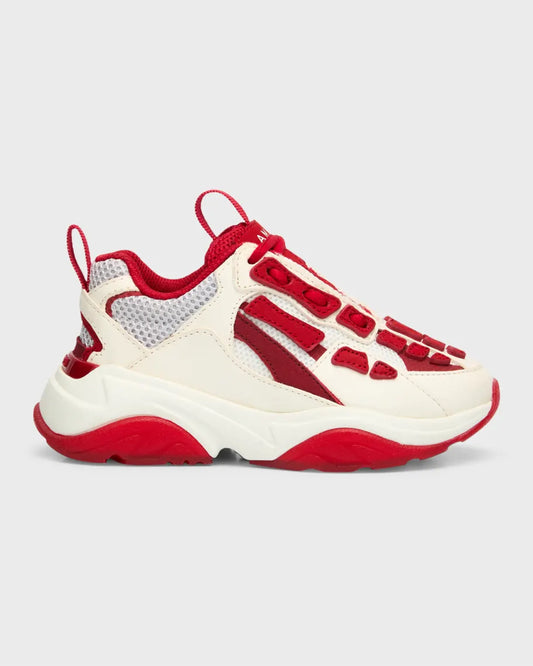 Kid's Bone Runner Leather Sneakers White/Red