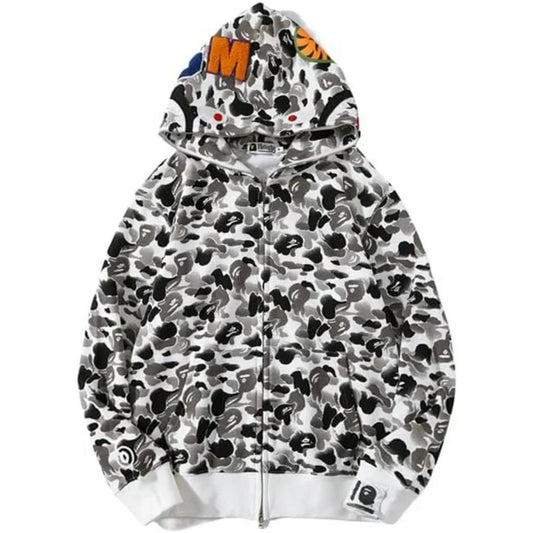 Bape ABC Camo Black White Multi Full Zip Hoodie