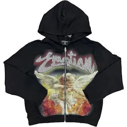 Mixed Emotions Black “Rhinestone” zip up