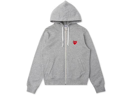 CDG Play Grey Zip Up Sweater